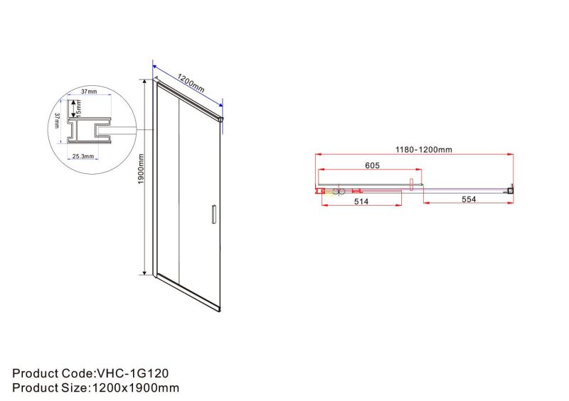 Душевой уголок Garda VSS-1G8012CGB, 1200*800, черный, стекло тонированное