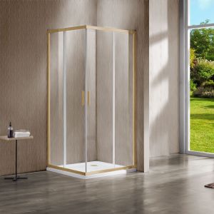 Душевой уголок Garda VSS-1G8090CLG, 900*800, брашированное золото, стекло прозрачное