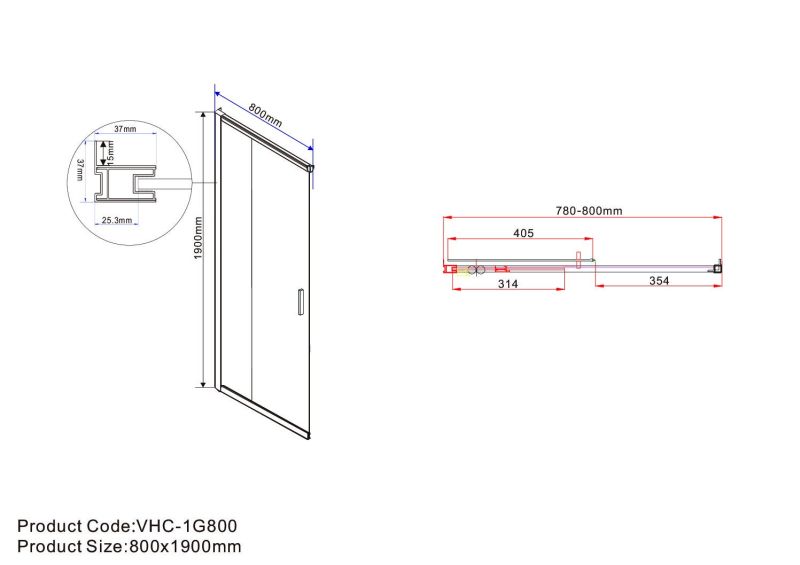 Душевой уголок Garda VSS-1G8090CLGM, 900*800, вороненая сталь, стекло прозрачное