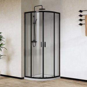 Душевой уголок City VSQ-5CT900CLB, 900*900, черный, стекло прозрачное