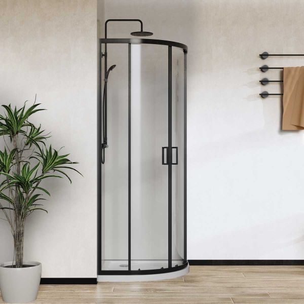 Душевой уголок City VSQ-5CT900CLB, 900*900, черный, стекло прозрачное