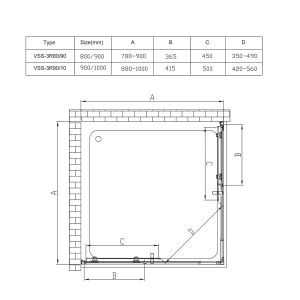 Душевой уголок Vincea Rapid VSS-3R90/10CL 90/100x90/100 см