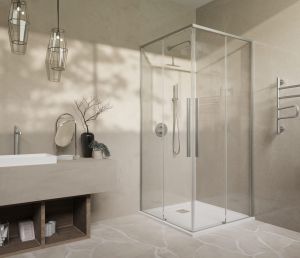 Душевой уголок Slim-N VSS-4SN900CLBN, 900*900, брашированный никель, стекло прозрачное