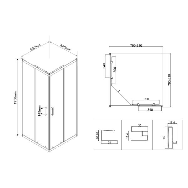 Душевой уголок Vincea City VSS-5CT800MT 80x 80 см