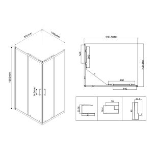 Душевой уголок Vincea City VSS-5CT8010MT 100x 80 см