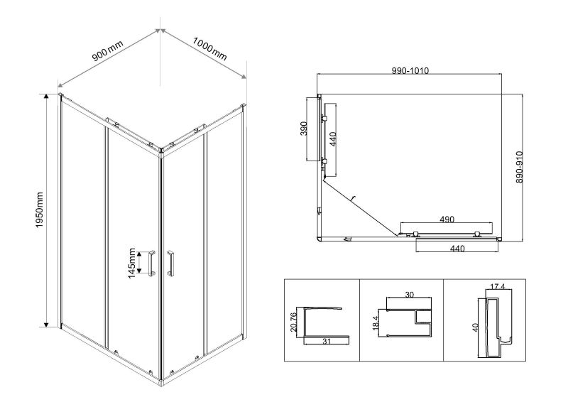 Душевой уголок Vincea City VSS-5CT9010CL 100x 90 см