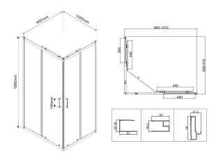 Душевой уголок Vincea City VSS-5CT9010CLB, 1000*900, черный, стекло прозрачное