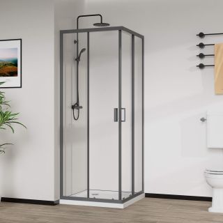 Душевой уголок Vincea City VSS-5CT9010CLGM, 1000*900, вороненая сталь , стекло прозрачное