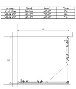 Душевой уголок Slim 8mm VSS-6SL8010CL, 1000*800, хром, стекло прозрачное
