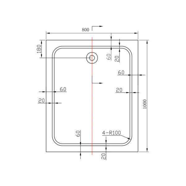 Душевой поддон Vincea VST-2AR-8010 100 x 80 см