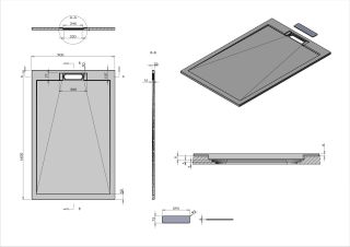 Поддон из камня Vincea VST-4SRL9016G 160×90 см серый