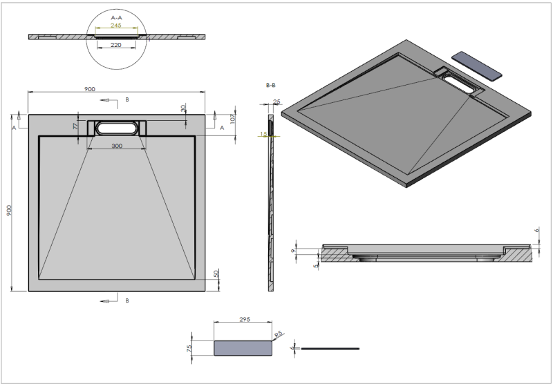 Душевой поддон Vincea VST-4SRL9090G 90 x 90 см