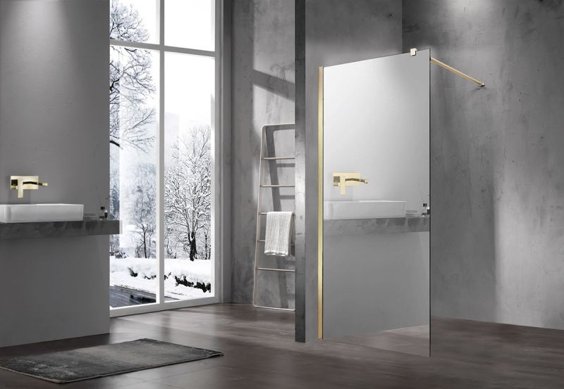 Душевая перегородка Vincea Walk-In VSW-1H100MRG, 1000*2000, матовый золотой, стекло зеркальное