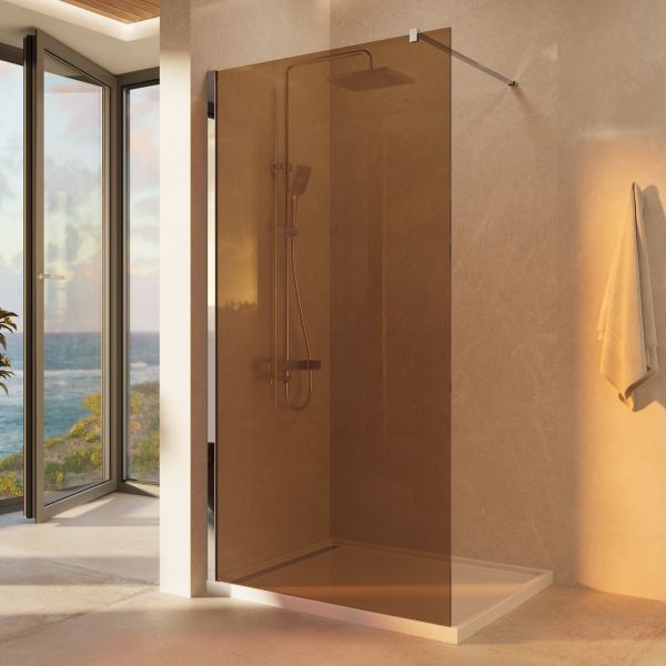 Душевая перегородка Vincea Walk-In VSW-1H900GS, 900*2000, хром, стекло янтарь