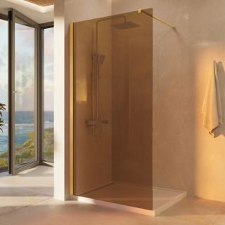 Душевая перегородка Vincea Walk-In VSW-1H900GSG, 900*2000, матовый золотой, стекло янтарь