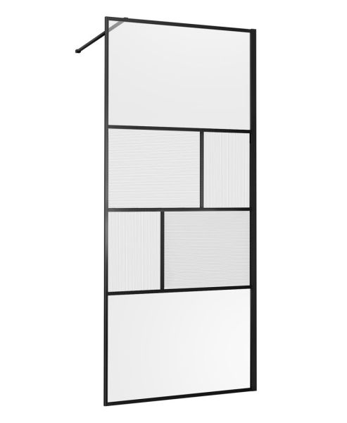 Душевая перегородка Vincea Walk-In VSW-1HC100CFB 100см чёрный матовый стекло прозрачное/рифлёное