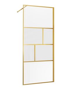 Душевая перегородка Vincea Walk-In VSW-1HC100CFBG 100см брашированное золото стекло прозрачное/рифлёное