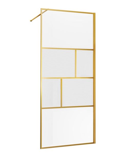 Душевая перегородка Vincea Walk-In VSW-1HC100CFBG 100см брашированное золото стекло прозрачное/рифлёное