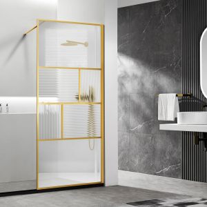 Душевая перегородка Vincea Walk-In VSW-1HC120CFBG 120см брашированное золото стекло прозрачное/рифлёное