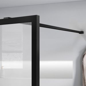 Душевая перегородка Vincea Walk-In VSW-1HC100CFB 100см чёрный матовый стекло прозрачное/рифлёное