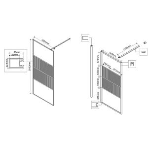 Душевая перегородка Vincea Walk-In VSW-1HC100CFB 100см чёрный матовый стекло прозрачное/рифлёное