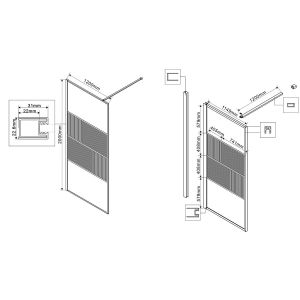 Душевая перегородка Vincea Walk-In VSW-1HC120CFBG 120см брашированное золото стекло прозрачное/рифлёное