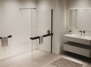 Душевая перегородка Vincea Walk-In VSW-1HR100CLB, 1000*2000, черный, стекло прозрачное