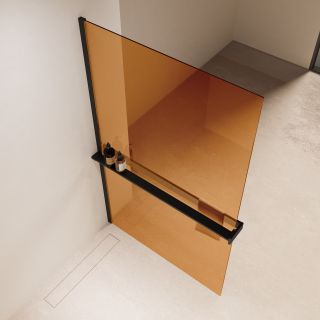 Душевая перегородка Vincea Walk-In VSW-1HR100GSB, 1000*2000, черный, стекло янтарь