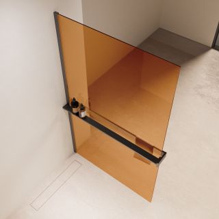 Душевая перегородка Vincea Walk-In VSW-1HR100GSGM, 1000*2000, вороненая сталь, стекло янтарь