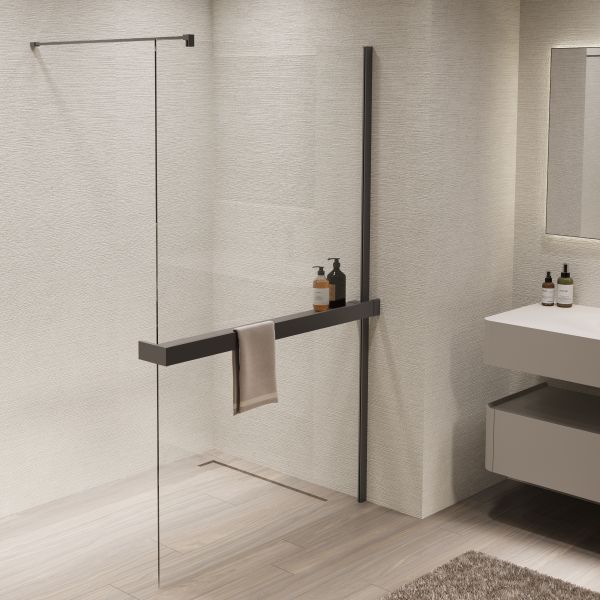 Душевая перегородка Vincea Walk-In VSW-1HR110CLGM, 1100*2000, вороненая сталь, стекло прозрачное