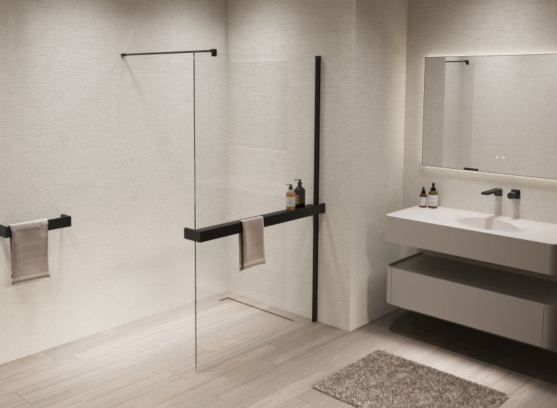 Душевая перегородка Vincea Walk-In VSW-1HR120CLB, 1200*2000, черный, стекло прозрачное