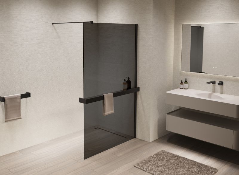 Душевая перегородка Vincea Walk-In VSW-1HR900CGB, 900*2000, черный, стекло тонированное