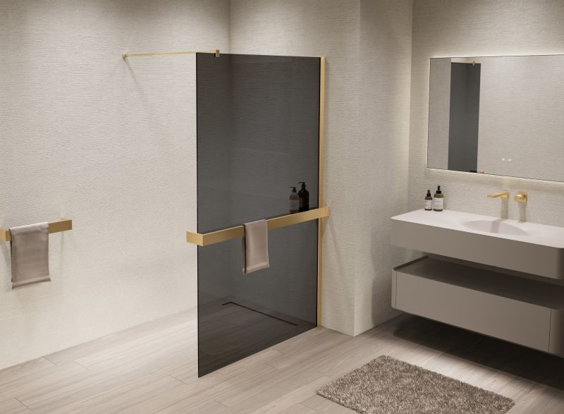 Душевая перегородка Vincea Walk-In VSW-1HR900CGG, 900*2000, матовый золотой, стекло тонированное