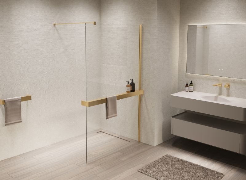 Душевая перегородка Vincea Walk-In VSW-1HR900CLG, 900*2000, матовый золотой, стекло прозрачное