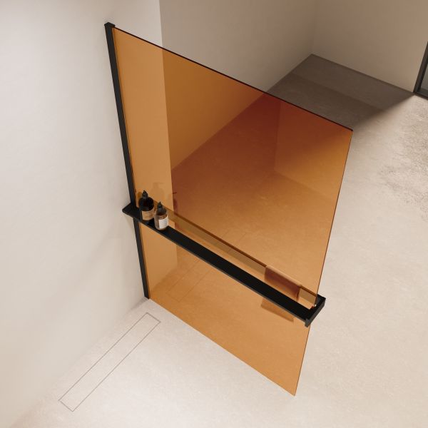 Душевая перегородка Vincea Walk-In VSW-1HR900GSB, 900*2000, черный, стекло янтарь