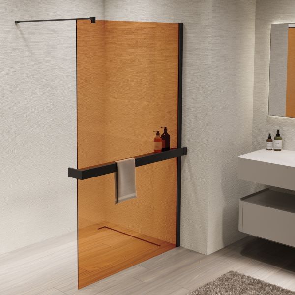 Душевая перегородка Vincea Walk-In VSW-1HR900GSB, 900*2000, черный, стекло янтарь