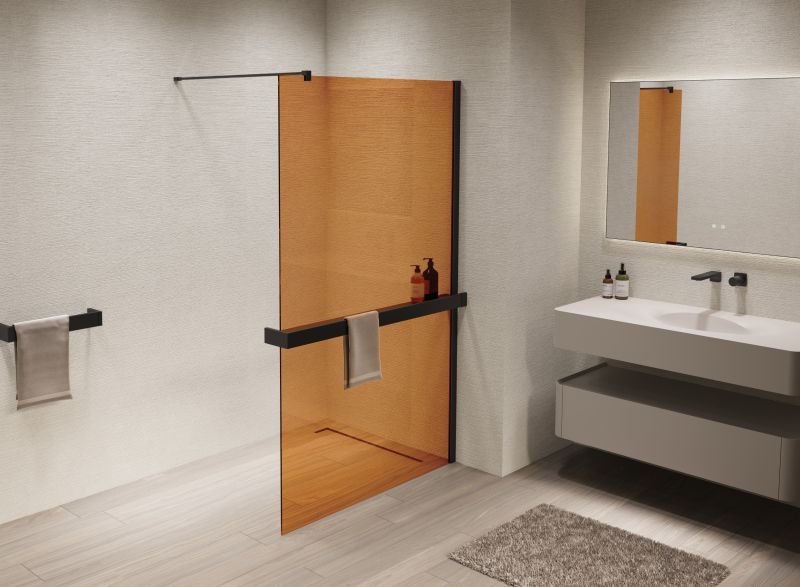 Душевая перегородка Vincea Walk-In VSW-1HR900GSB, 900*2000, черный, стекло янтарь