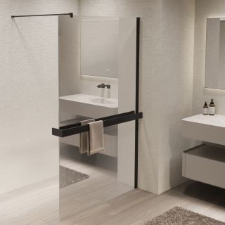 Душевая перегородка Vincea Walk-In VSW-1HR900MRB, 900*2000, черный, стекло зеркальное