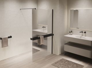 Душевая перегородка Vincea Walk-In VSW-1HR900MRB, 900*2000, черный, стекло зеркальное