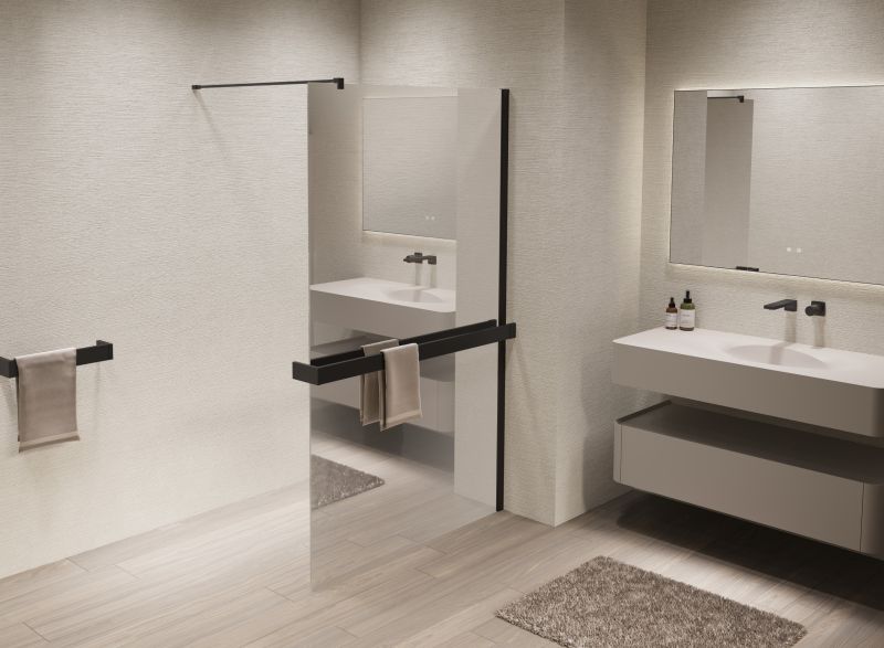 Душевая перегородка Vincea Walk-In VSW-1HR900MRB, 900*2000, черный, стекло зеркальное