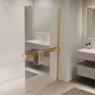 Душевая перегородка Vincea Walk-In VSW-1HR900MRG, 900*2000, матовый золотой, стекло зеркальное