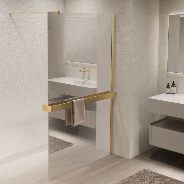 Душевая перегородка Vincea Walk-In VSW-1HR900MRG, 900*2000, матовый золотой, стекло зеркальное