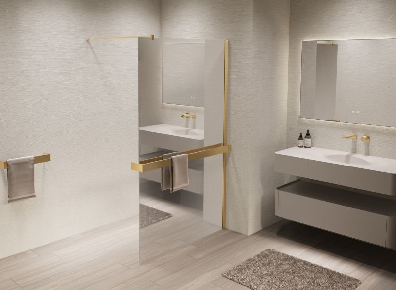 Душевая перегородка Vincea Walk-In VSW-1HR900MRG, 900*2000, матовый золотой, стекло зеркальное