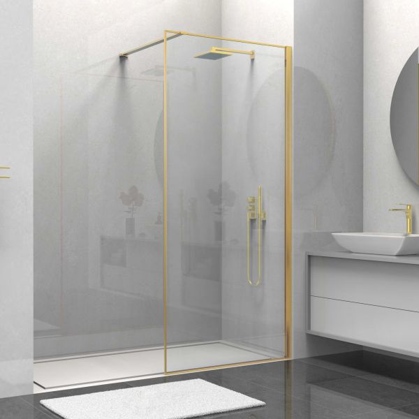 Душевая перегородка Vincea Walk-In HS VSW-1HS800CLG, 800*2000, брашированное золото, стекло прозрачное