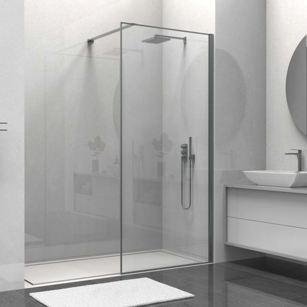 Душевая перегородка Vincea Walk-In HS VSW-1HS800CLGM, 800*2000, вороненая сталь, стекло прозрачное