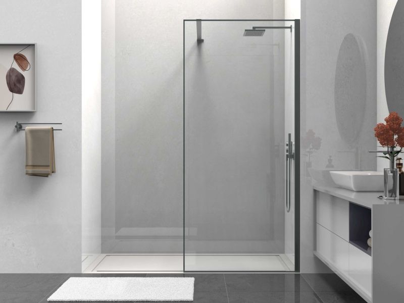 Душевая перегородка Vincea Walk-In HS VSW-1HS800CLGM, 800*2000, вороненая сталь, стекло прозрачное