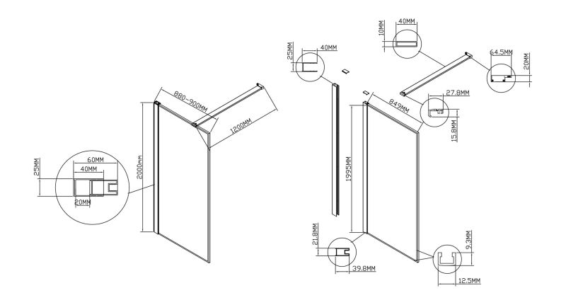 Душевая перегородка Vincea Walk-In HS VSW-1HS900CL, 900*2000, хром, стекло прозрачное