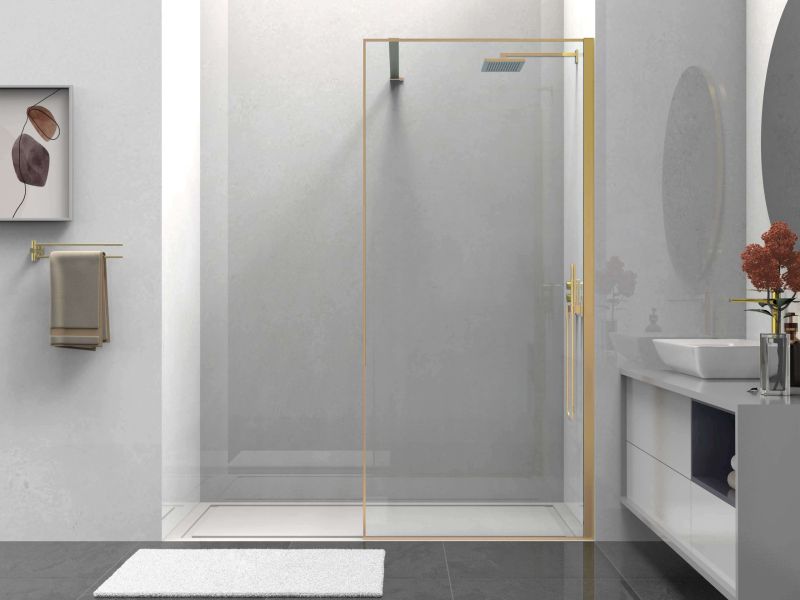 Душевая перегородка Vincea Walk-In HS VSW-1HS900CLG, 900*2000, брашированное золото, стекло прозрачное