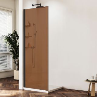 Душевая перегородка Vincea Walk-In VSW-1HWS100GSB, 1000*2000, черный матовый, стекло янтарь