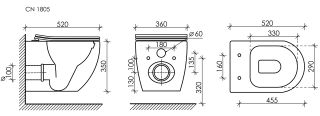 Подвесной унитаз Ceramica Nova Mia CN1805 безободковый белый Подвесной унитаз Ceramica Nova Mia CN1805 безободковый белый